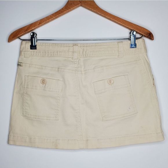 Vintage 00s Y2K O'Neil Super Short Mini Micro Low Rise Khaki Cargo Skirt Size S - Picture 4 of 6